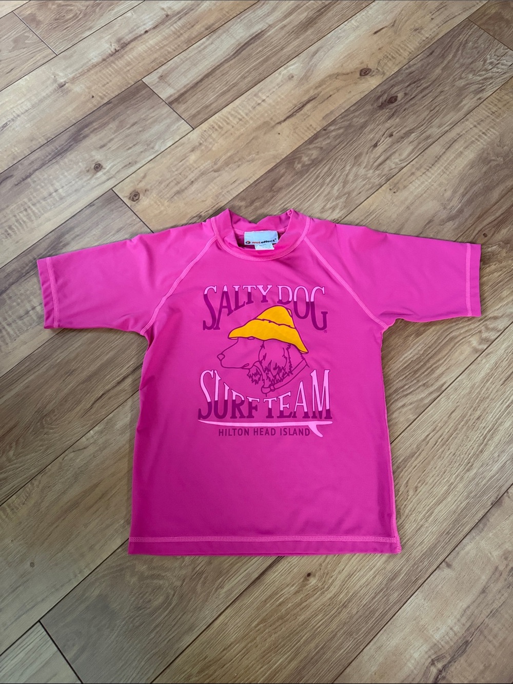 Salty Dog Surf Team Kids Rash Guard - Hot Pink